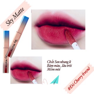 Son kem lì mịn môi sky matte màu đỏ cherry