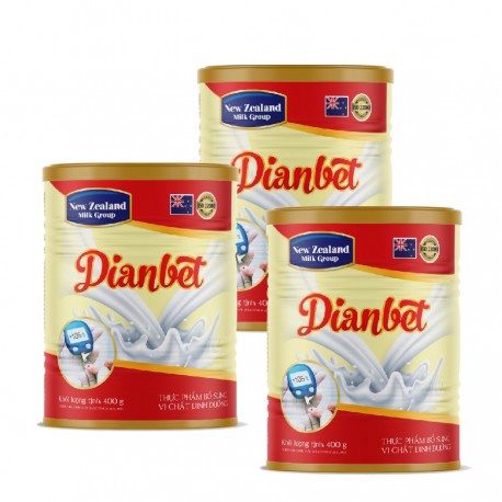 Bộ 3 Lon Sữa bột béo bổ sung vi chất dinh dưỡng New Zealand DIANBET (3 lon x 400g) + TẶNG 01 Bình đun siêu tốc 250.000đ