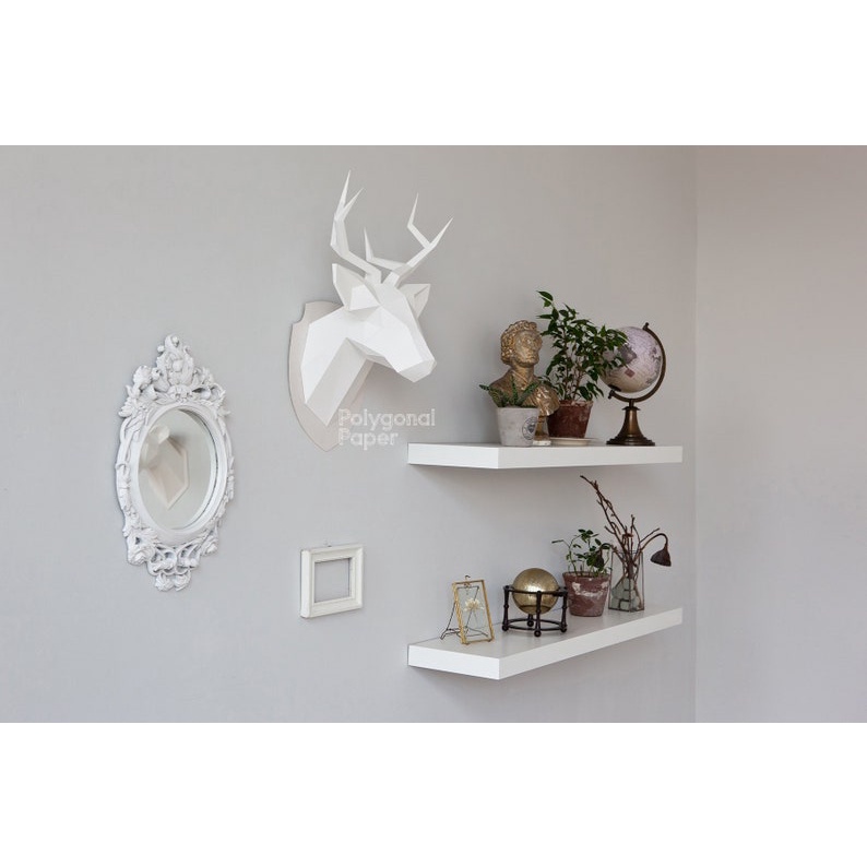 Mô hình 3D Đầu Hươu bằng giấy cao 59cm dán tường, mô hình giấy tự lắp ráp có bản hướng dẫn