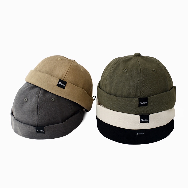 Mũ beanie LINJW không vành thêu chữ có thể điều chỉnh thời trang thường ngày
