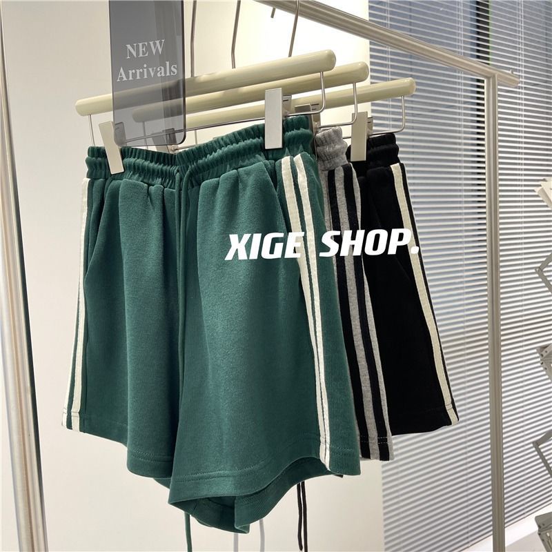 Quần Short Thể Thao Lưng Cao Ống Rộng Phong Cách Retro Mỹ