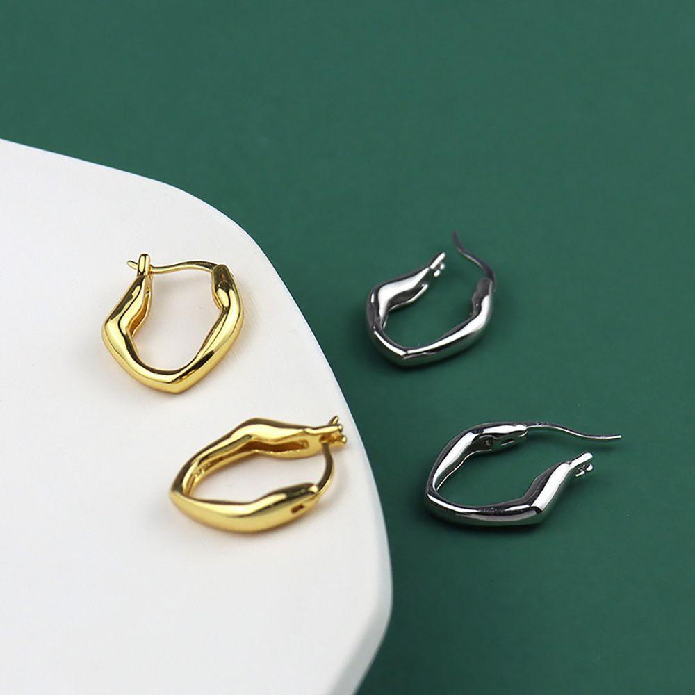 BERNARDO Khuyên Tai Tròn Nhỏ Không Đối Xứng Bằng Đồng Cho Nữ