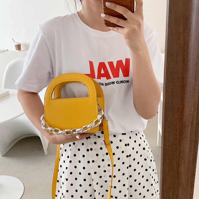 Túi đeo vai IELGY dáng vuông nhỏ phối xích thiết kế thời trang cao cấp cho nữ