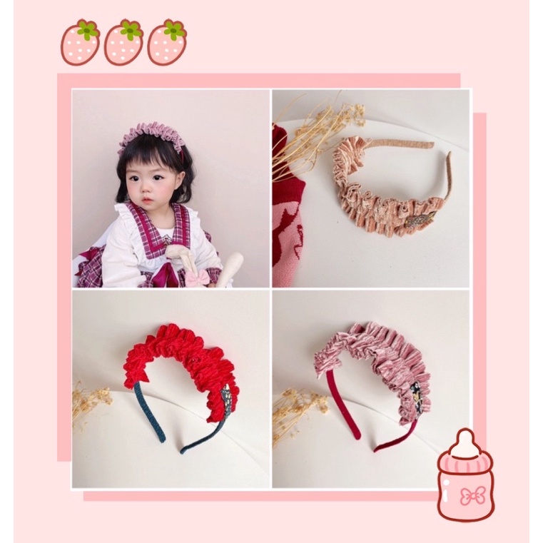 Băng đô Nhung xếp ly phong cách retro kiểu Pháp cho bé