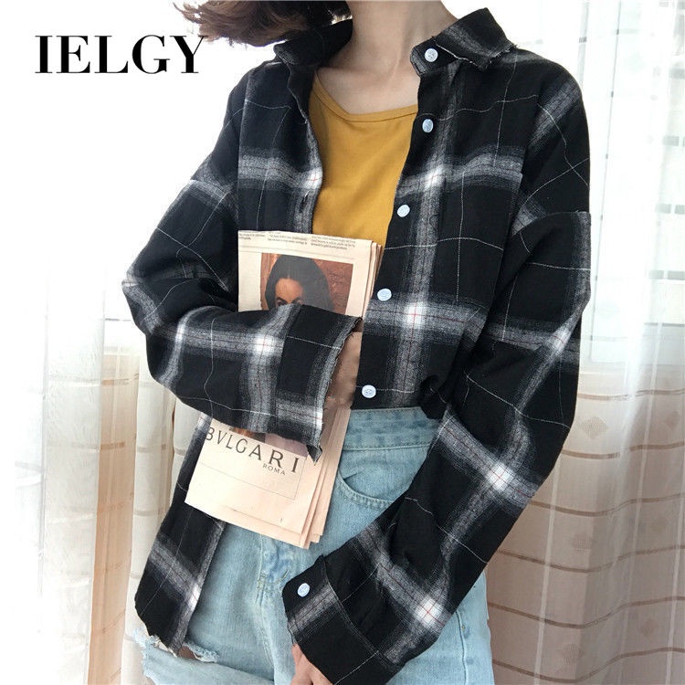 Áo Sơ Mi Tay Dài Dáng Rộng Họa Tiết Kẻ Sọc Thời Trang