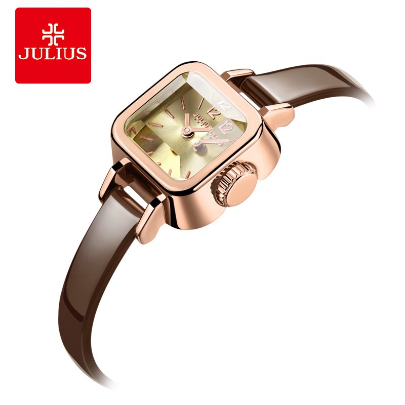 Đồng hồ nữ dây da Julius JA-496 nâu [Julius Official]