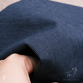 Vải Linen - Tưng sọc xanh đen