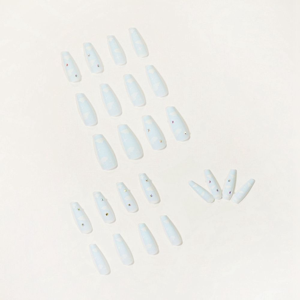 Set 24 Móng Tay Giả Bằng Acrylic Màu Sắc Kẹo Ngọt