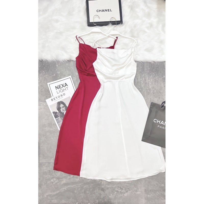 VÁY LỤA 2 DÂY CỔ ĐỔ KÈM VIDEO ẢNH THẬT | BigBuy360 - bigbuy360.vn