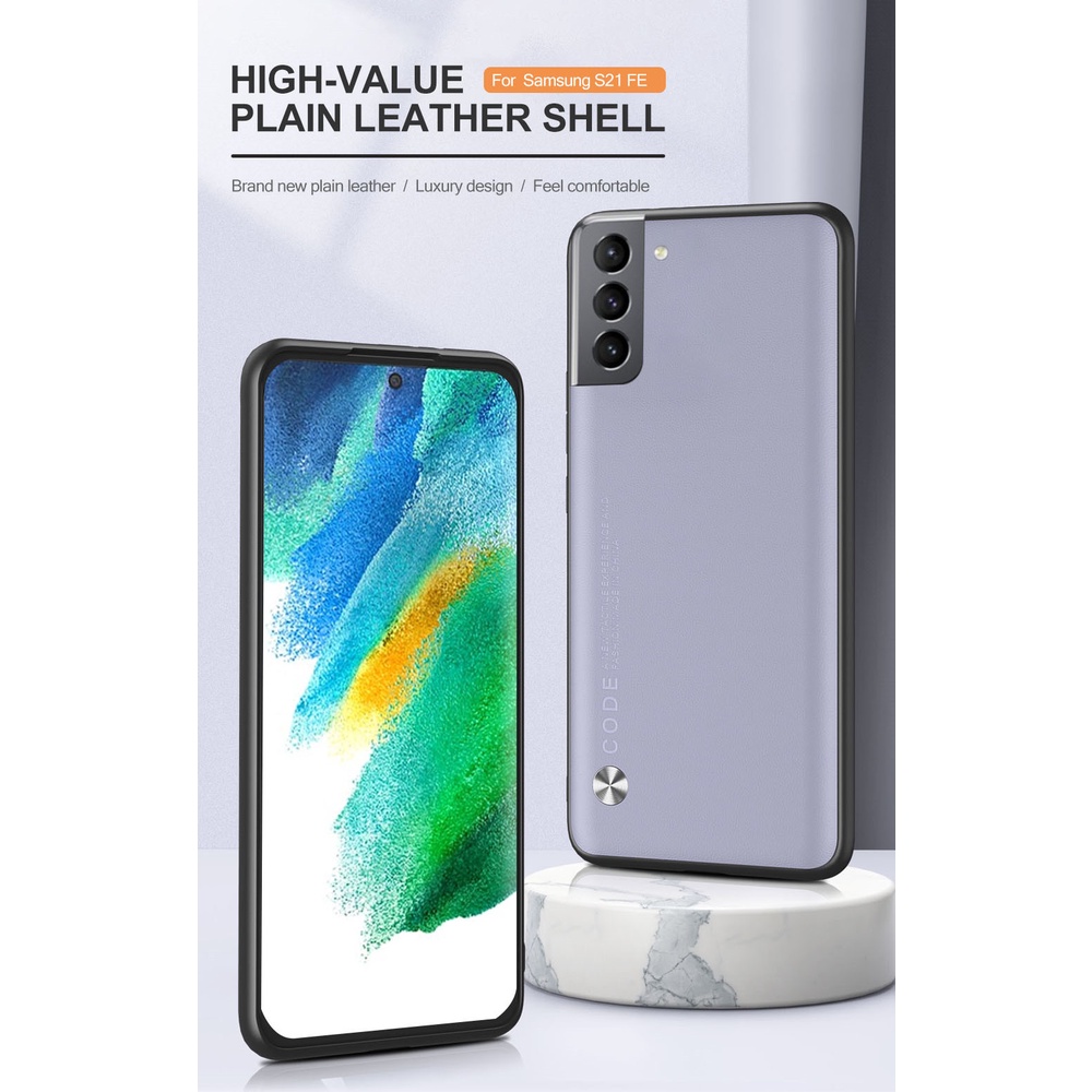 Ốp điện thoại TPU PC phối da chống sốc S21 FE 5G cho Samsung Galaxy S21 Fan Edition S 21 S21FE 6.4"