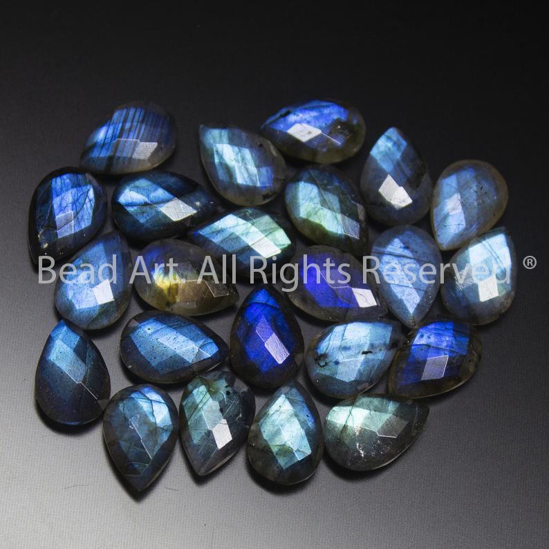 Hạt Labradorite (Hắc Nguyệt Quang) Giọt Nước Giác Cắt 12x8mm Loại AA,Phong Thuỷ, Làm Trang Sức, Mặt Dây Chuyền