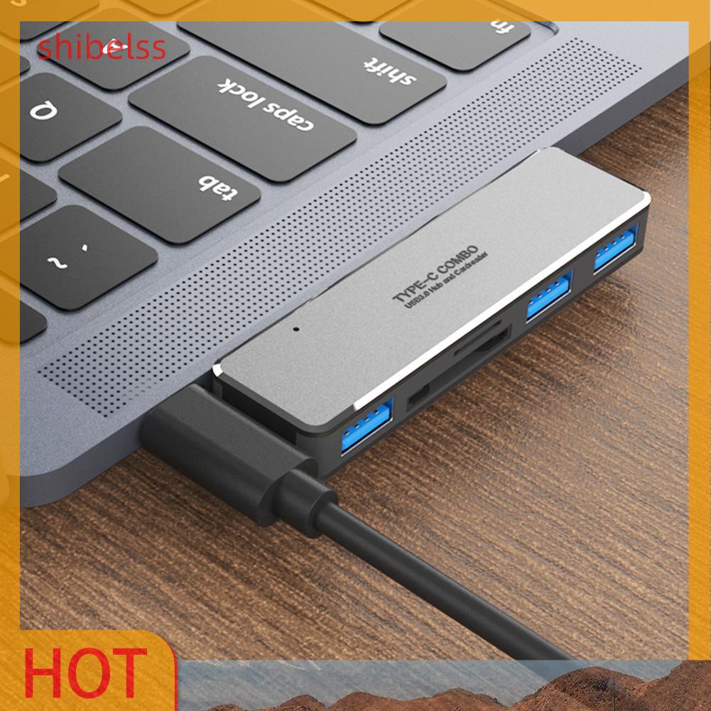 Bộ Chia 3 Cổng Usb 3.0 Type-C Tốc Độ Cao Có Khe Cắm Thẻ Nhớ