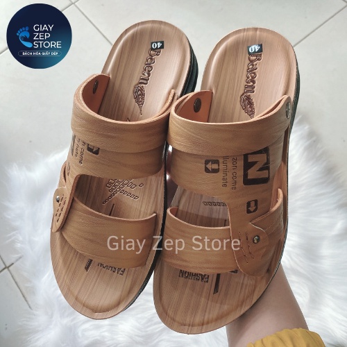 [Quà tặng người thân] Dép da nâu cao cấp nam, Đế Cao Su Đúc Nguyên Khối  size 38-42