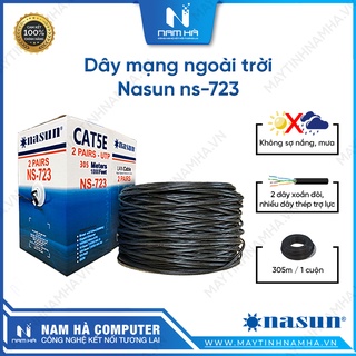 Dây mạng ngoài trời 4 lõi Nasun NS-723 có Dây cường lực thép Vỏ dày chống chuột Cuộn 305M