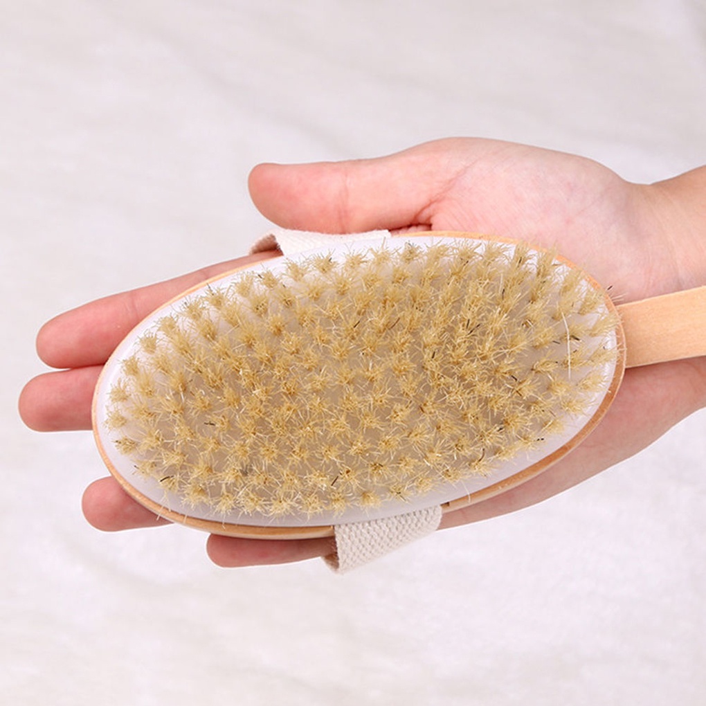 Bàn chải tắm cán dài bằng gỗ giúp massage tẩy tế bào chết cho da có thể tháo rời