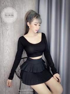 Áo thun lụa tay dài cổ vuông Z6U
