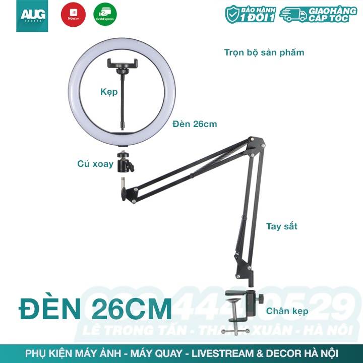 Đèn ringlight kẹp bàn tiện dụng, đèn Live Stream Hỗ trợ ánh sáng Chụp Ảnh, Make Up Trang Điểm