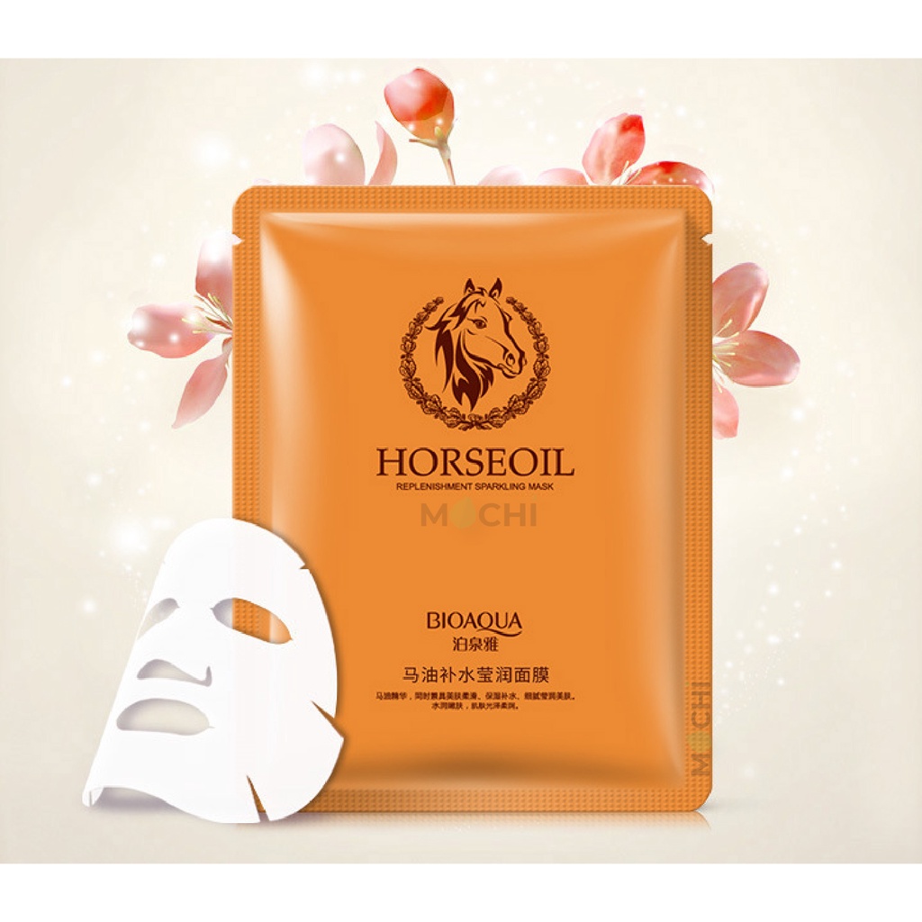 Mặt Nạ Giấy Dầu Ngựa Trẻ Hóa Dưỡng Trắng Da Cấp Ẩm Mask Đắp Mặt Horse Oil Bioaqua 30g Nội Địa Trung MOCHI SHOP Nhau Thai