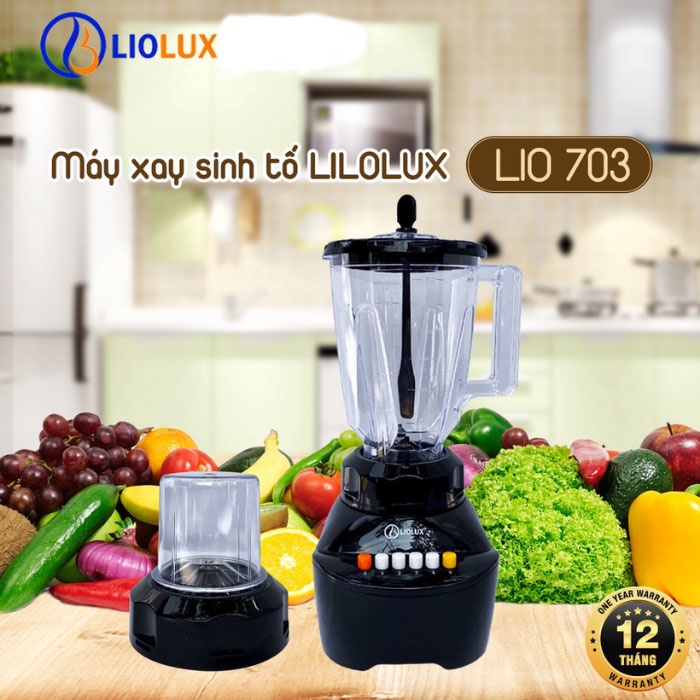 Máy xay sinh tố Liolux LIO-703, Máy xay đa năng dung tích 1.5L xay rau củ, xay đá chuyên biệt - Bảo hành 12 tháng