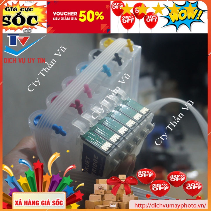 Bộ dẫn mực ngoài liên tục cho máy in Epson 1390 1430 G4500 PX 1004 T60 T50 1400 hàng chuẩn đẹp