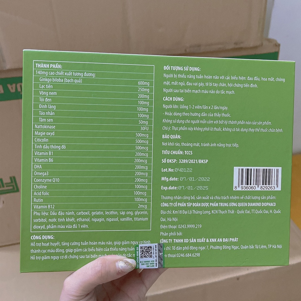 Viên Bổ Não GINKGO Biloba Brain Max Sét 2 Lọ x 30 viên