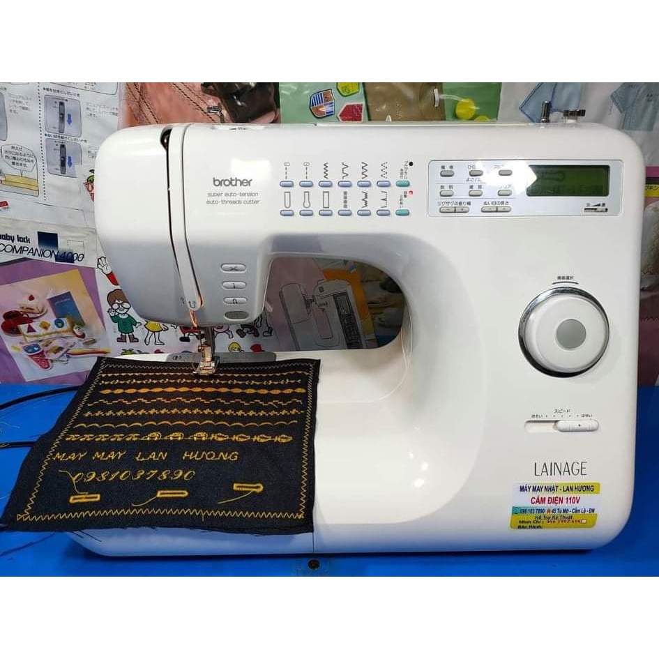 Máy May Brother Lainage, M3000,Profell- May Thêu Trang Trí-Chạy Êm Khỏe- Có Cắt Chỉ- Khuy 1 Bước Vuông Tròn- Màu Trắng