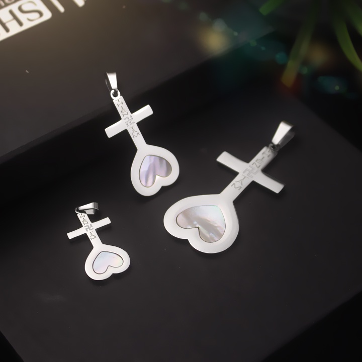 Mặt dây chuyền titan Thiên Tâm cẩm xà cừ ánh sáng không gỉ