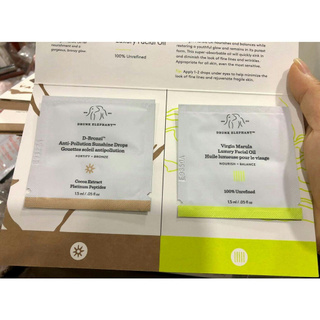 SAMPLE DƯỠNG DA (1.5ML *2) DRUNK ELEPHANT D BRONZI ANTI POLLUTION SUNSHINE DROPS & VIRGIN MARULA LUXURY FACIAL OIL