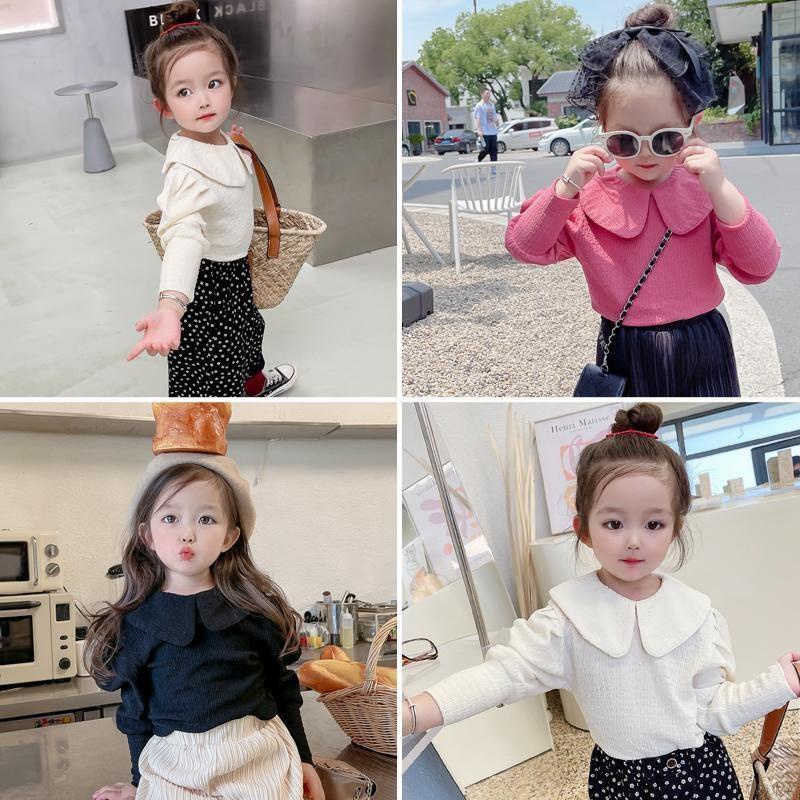 Áo tay phồng dài cổ tròn xinh xắn cho bé gái