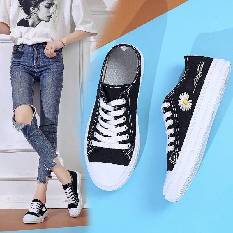 Giày Thể Thao Vải canvas Đế Bằng Phong Cách Harajuku Hàn Quốc Thời Trang Xuân Thu Mới 2021 Cho Nữ