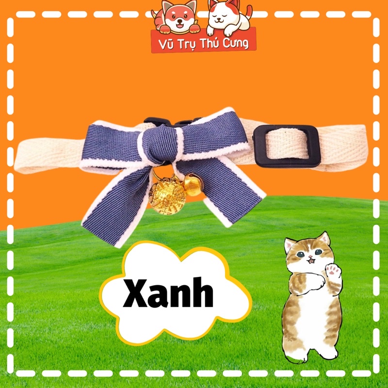 Vòng cổ cho chó mèo đính nơ lục lạc, chất liệu mềm mại dễ chịu cho thú cưng