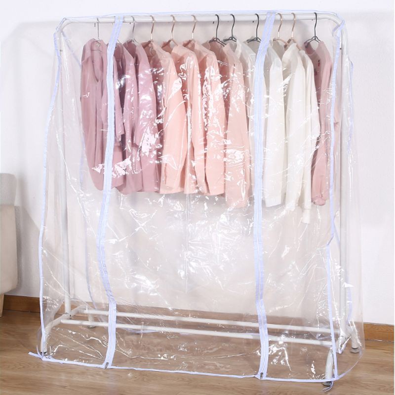 cc Clear Waterproof Dustproof Zip Clothes Rail Cover Clothing Rack Cover Protector Bag Hanging Garment Suit Coat Storage Display