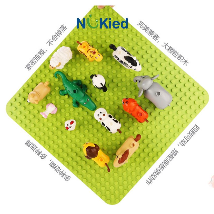 Đế gắn tường lego, tấm đế lót base dài 51x25.5cm, hạt lớn cho bé từ 2 tuổi trở lên, tương thích duplo Nukiedvn