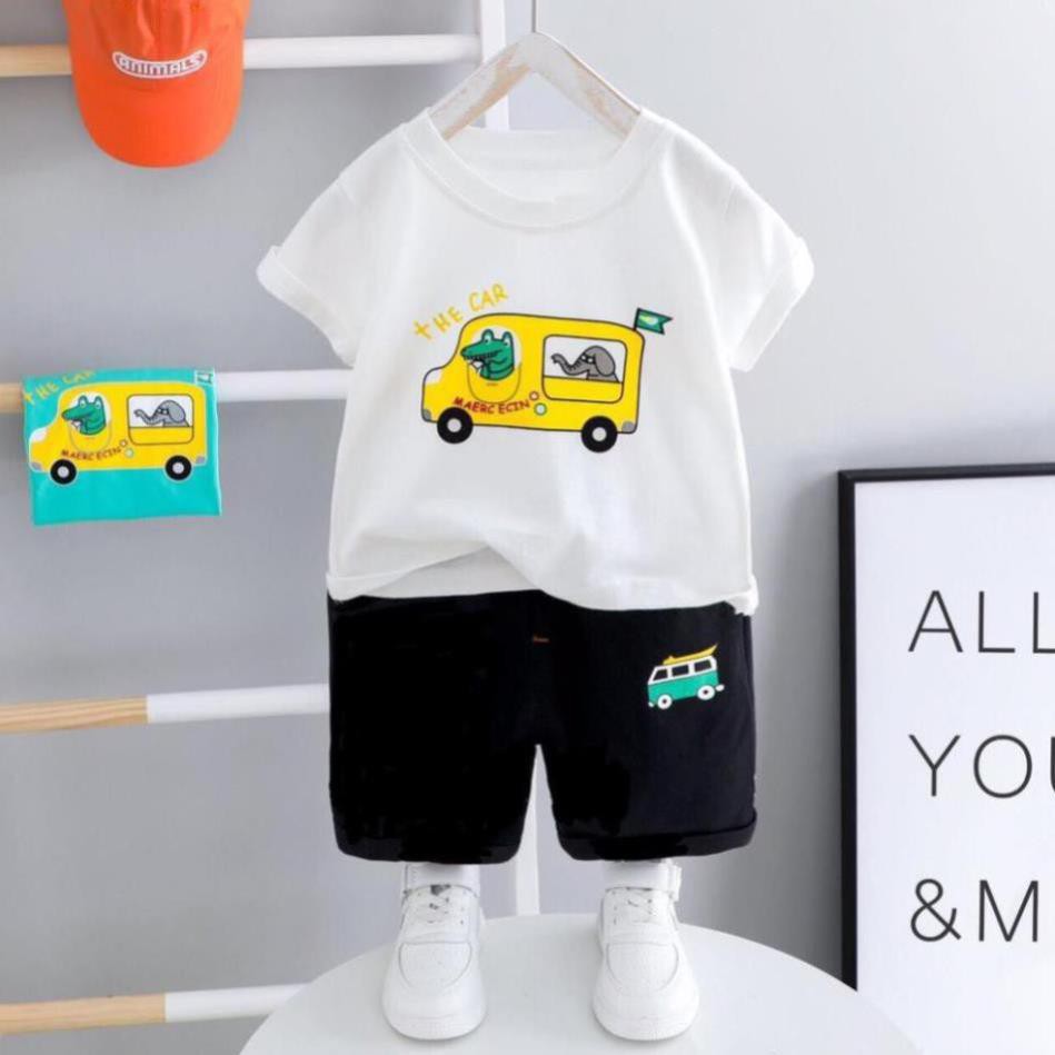 Bộ Cotton Hình Ô TÔ nghộ nghĩnh Cho Bé 🌈Quần Áo Hè Trẻ Em 🌈Bộ Hè Cho Bé Trai ⛱️HUONG_KIDS⛱️