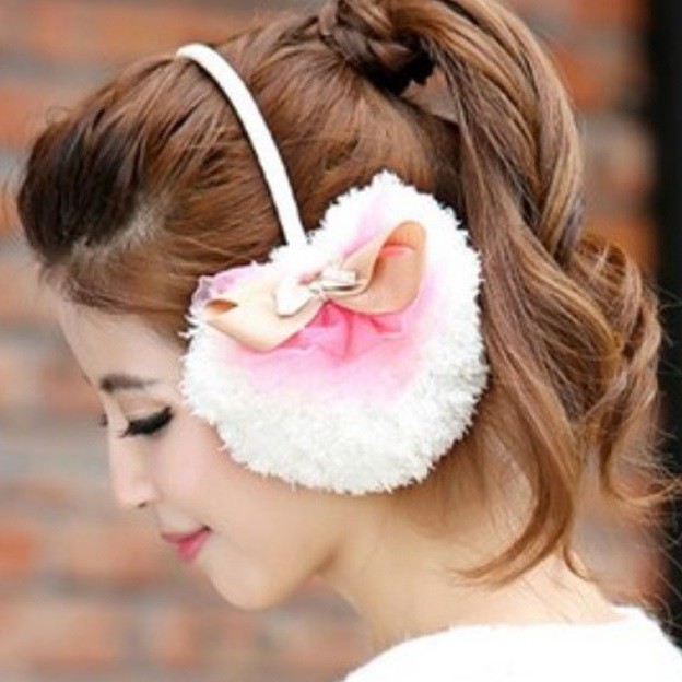 [CHẤT LƯỢNG] Bông chụp tai nơ A035 mềm, chắn gió tốt, giữ ấm