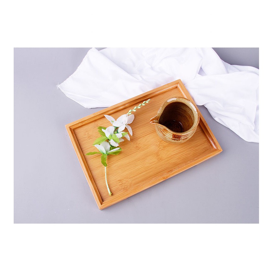 Khay đựng trà bằng gỗ tre kháng khuẩn hình chữ nhật