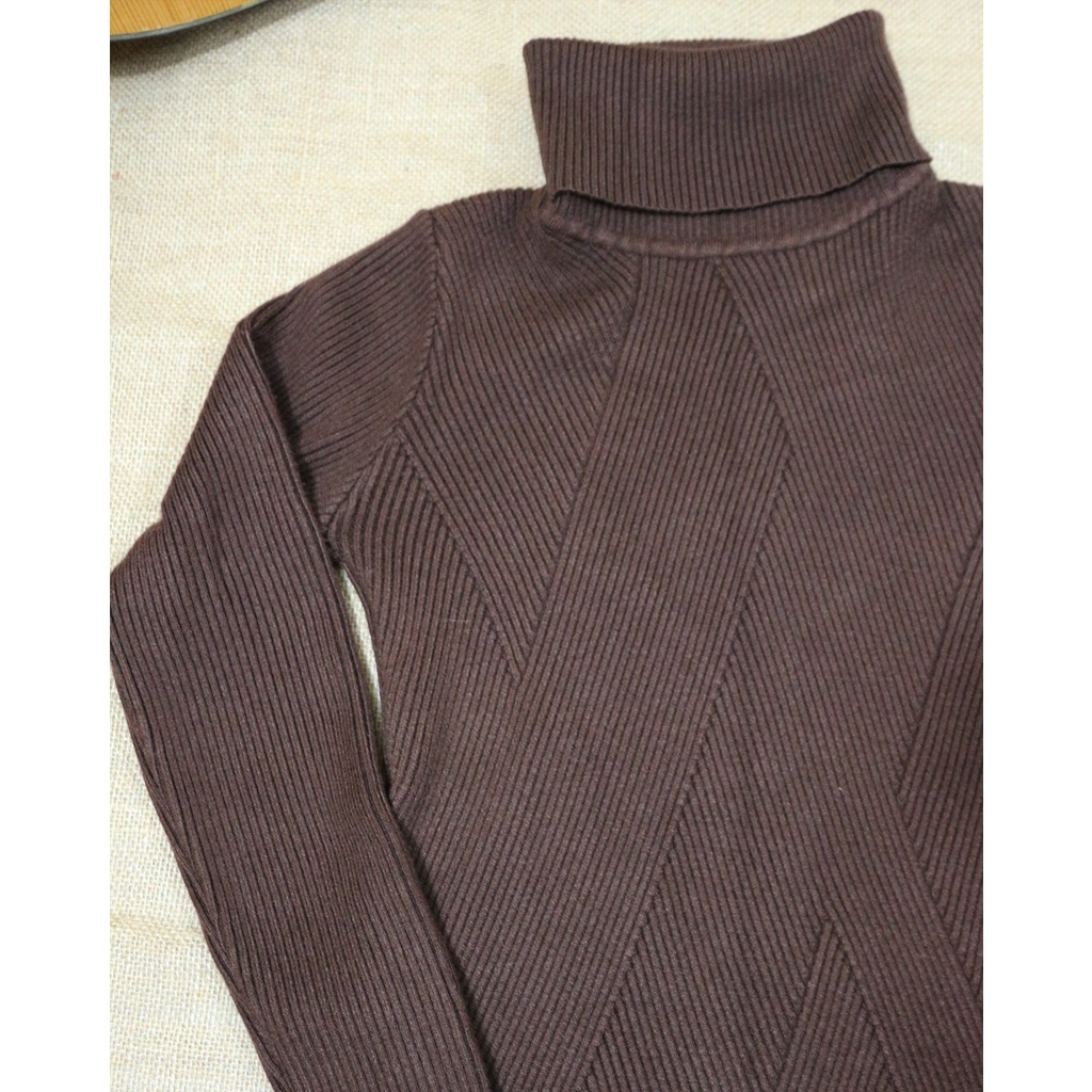 Áo len cổ lọ nâu Vintage dày dặn | BigBuy360 - bigbuy360.vn