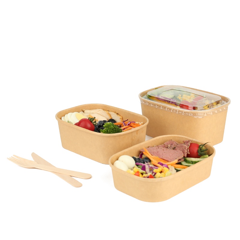 Sỉ 50 Hộp giấy kraft HÌNH CHỮ NHẬT đựng thực phẩm 750ml/1000ml kèm NẮP NHỰA đẹp, giá xưởng
