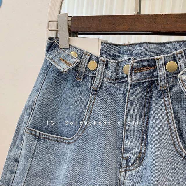 Quần Short Jean Cạp Cao Có Cúc Điều Chỉnh Eo, Quần Đùi Bò Chất Mềm Mịn | BigBuy360 - bigbuy360.vn