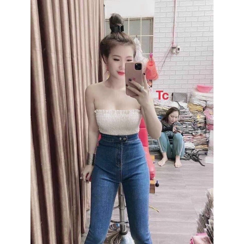 Quần bò cạp cao 2 cúc