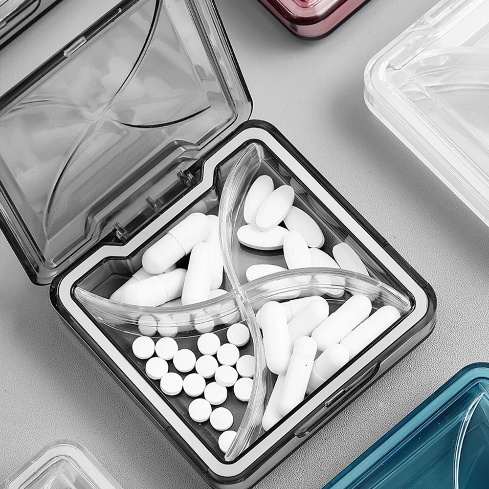Hộp Đựng Thuốc Chia 4 Ngăn Bằng PC Cỡ Lớn Chống Thấm Nước Dễ Mang Theo Khi Đi Du Lịch Ngoài Trời