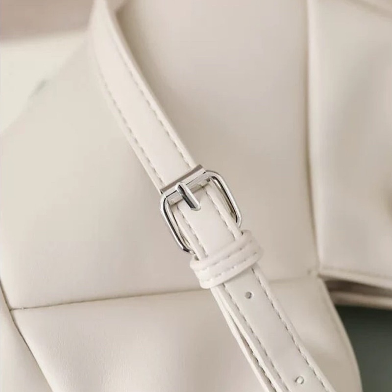 Túi Xách Nữ Đeo Chéo Da Mềm Kẻ Trám Quai Nhún Có Dây Đeo