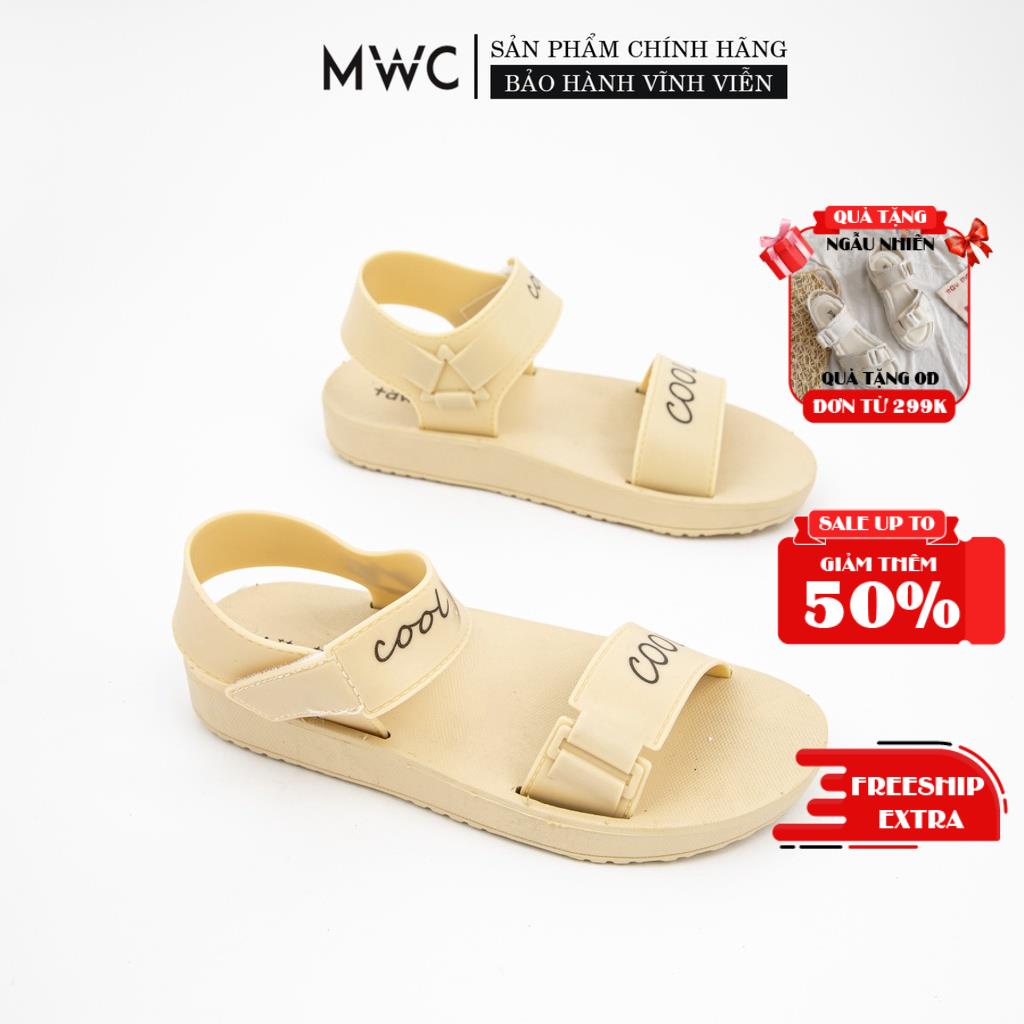 GIÀY SANDAL NỮ MWC - SANDAL QUAI NGANG THỜI TRANG - SANDAL PHỐI CHỮ CAO SU DẺO - NUSD- 2833