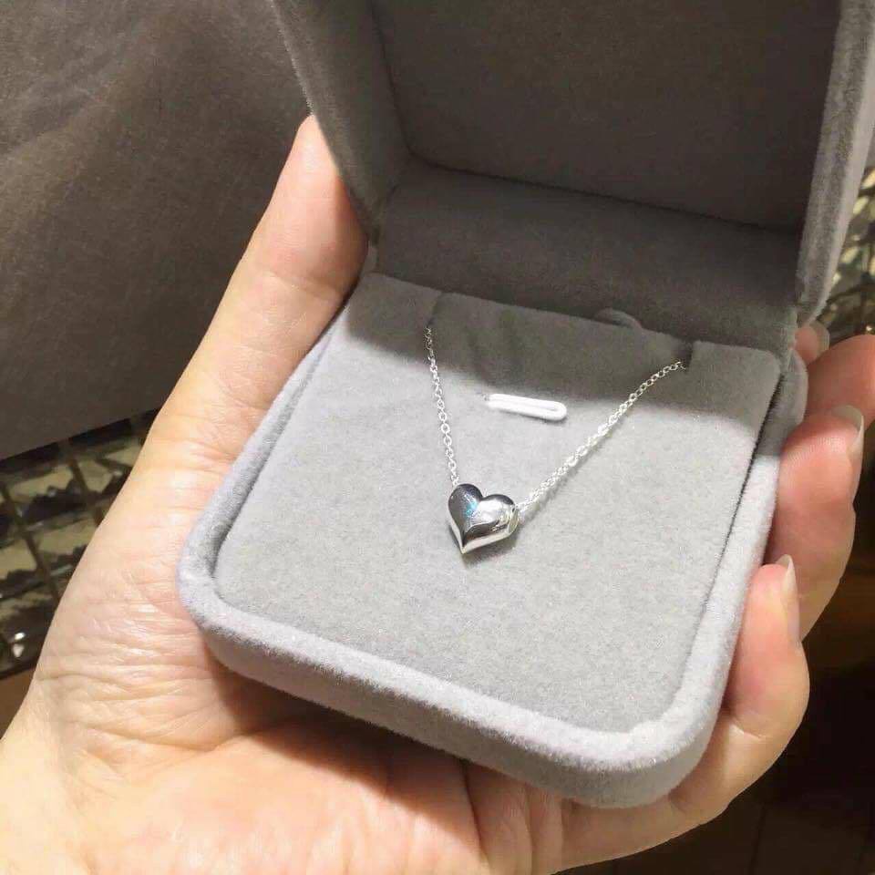 Dây Chuyền Basic Bạc Ta S925 Cao Cấp CaoBac Silver TIm Phồng Trơn Đơn Giản, Thanh LỊch, Sang Trọng Cho Bạn Gái