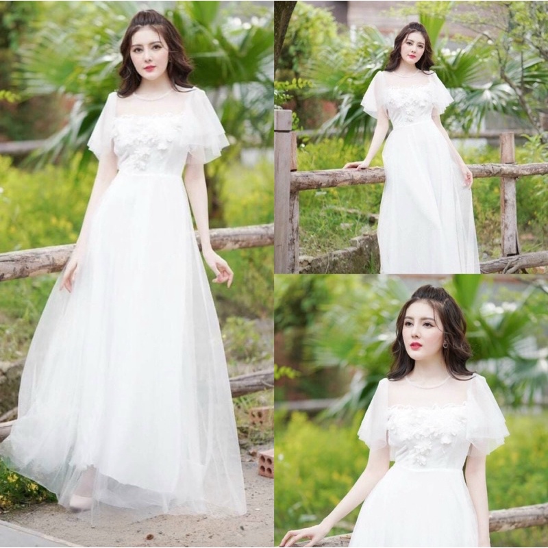 ĐẦM MAXI DỰ TIỆC HOA TAY LOE full size S/M/L/XL