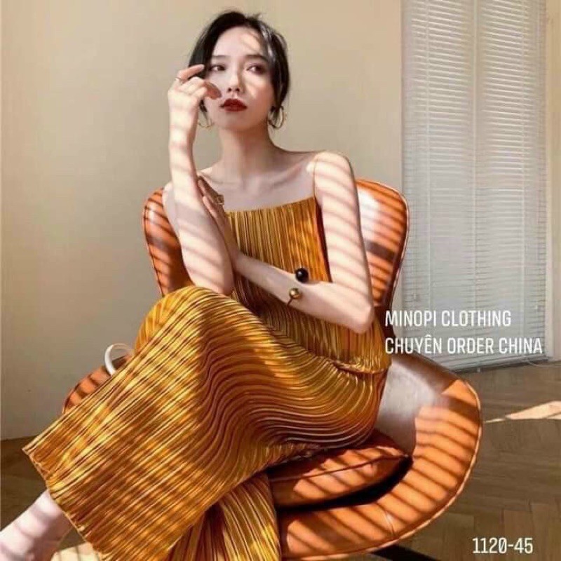 ⚡️DẬP LY⚡️Đầm dập ly hai dây 3 màu đen, trắng, vàng | BigBuy360 - bigbuy360.vn