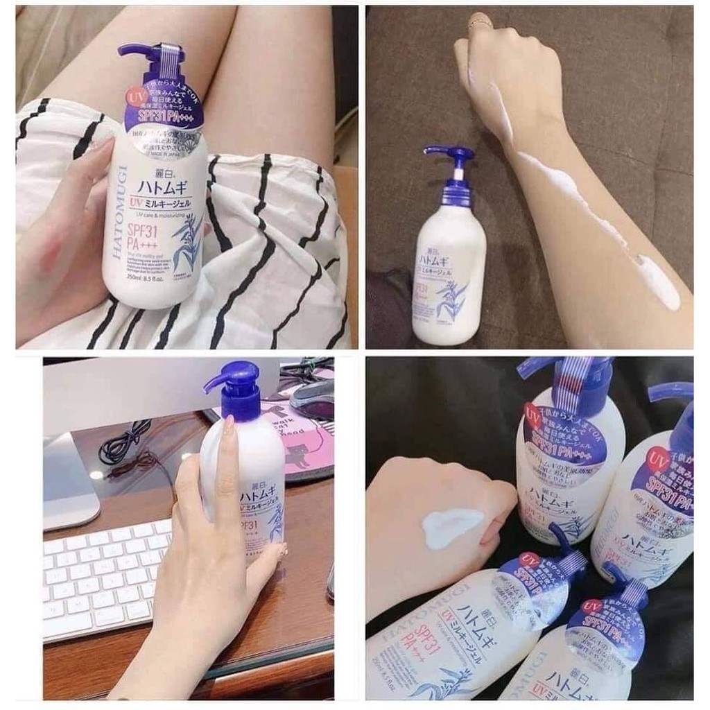 HATOMUGI - Sữa dưỡng thể chống nắng Hatomugi UV Milky Gel SPF31 PA +++