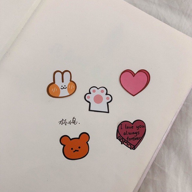 Sticker Trang Trí Hình Gấu/Thỏ/Chân Mèo/Trái tim Đáng Yêu Cute Phong Cách Hàn Quốc