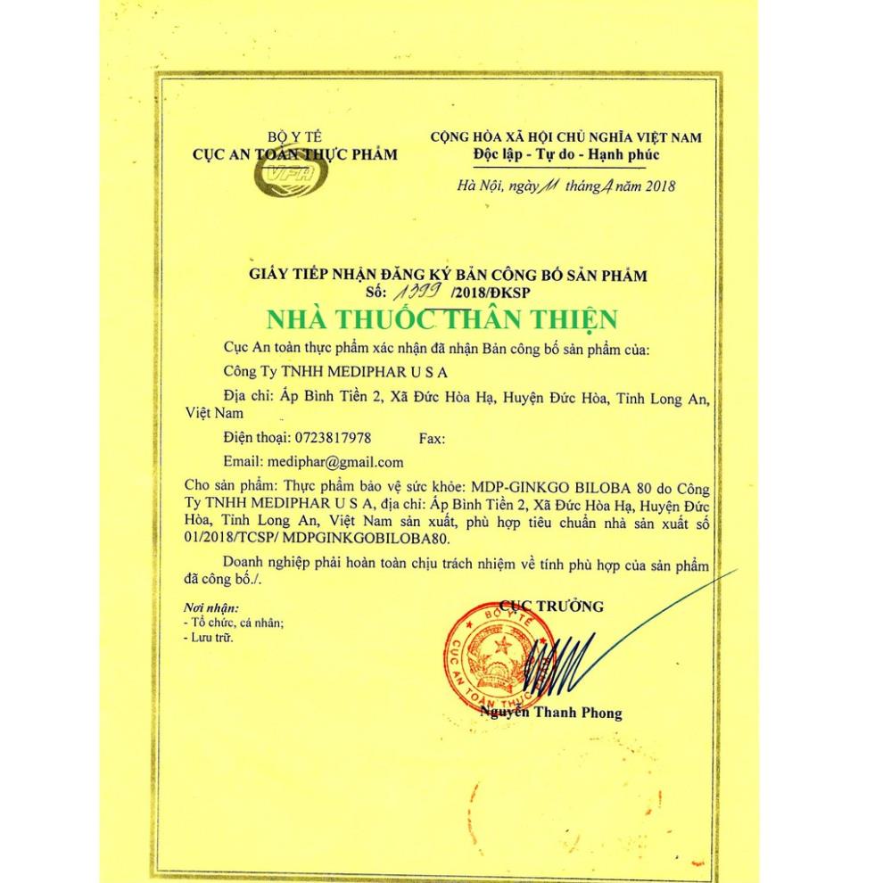 Ginkgo Biloba 80 Plus Magie B6- Hỗ trợ hoạt huyết dưỡng não, ngăn ngừa tai biến (Hộp 100 viên)