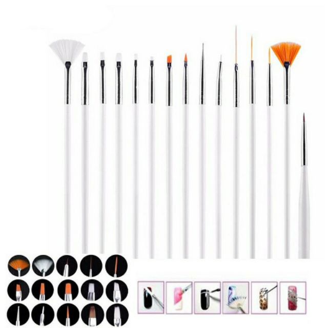 Bộ Cọ Vẽ Móng Tay 15 Cây Cơ Bản - Dụng Cụ Học Làm Nail